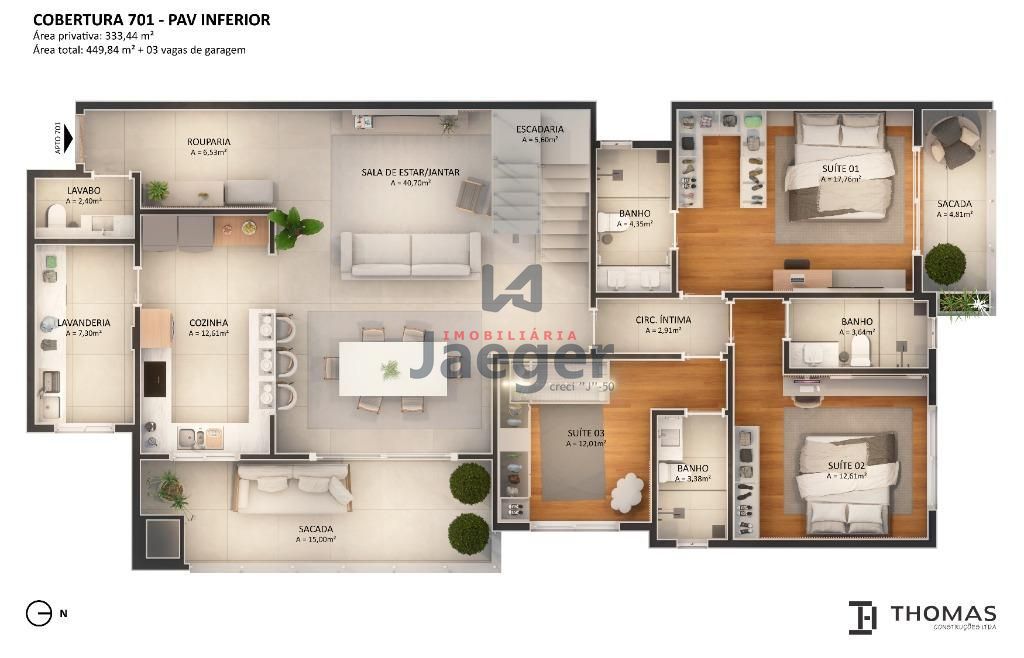 Cobertura à venda com 3 quartos, 333m² - Foto 2