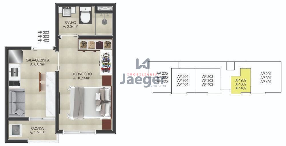 Apartamento à venda com 1 quarto, 26m² - Foto 3