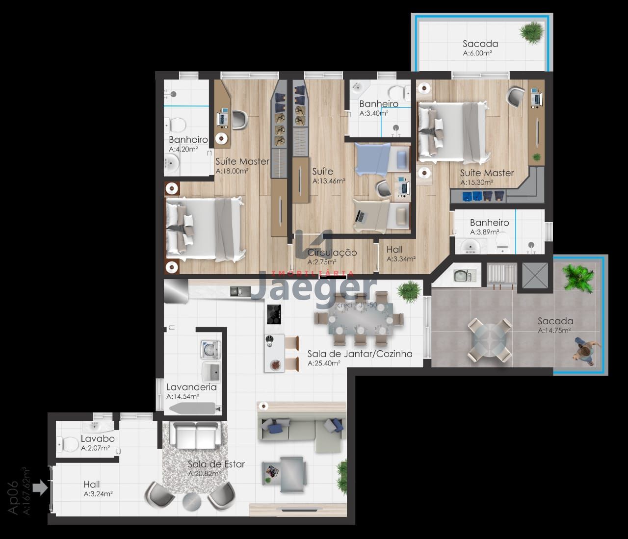 Apartamento à venda com 3 quartos, 164m² - Foto 1