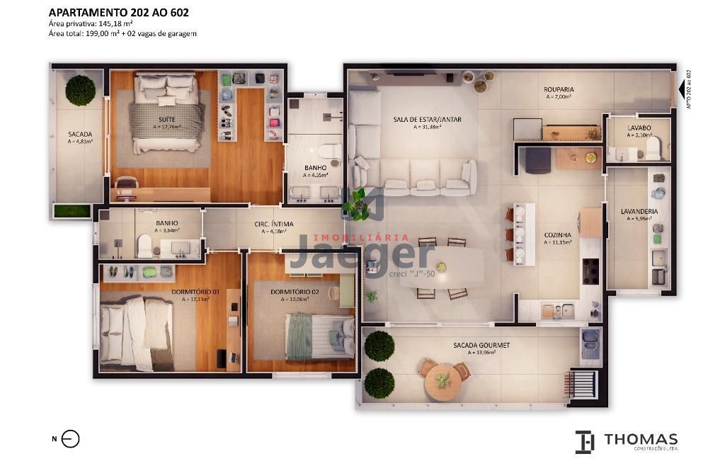 Apartamento à venda com 3 quartos, 145m² - Foto 2