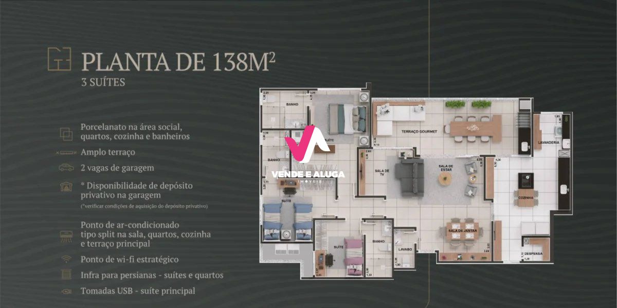 Apartamento à venda com 3 quartos, 138m² - Foto 2