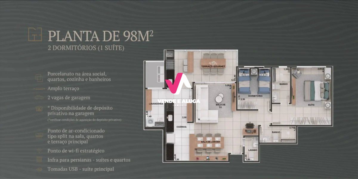 Apartamento à venda com 2 quartos, 98m² - Foto 3