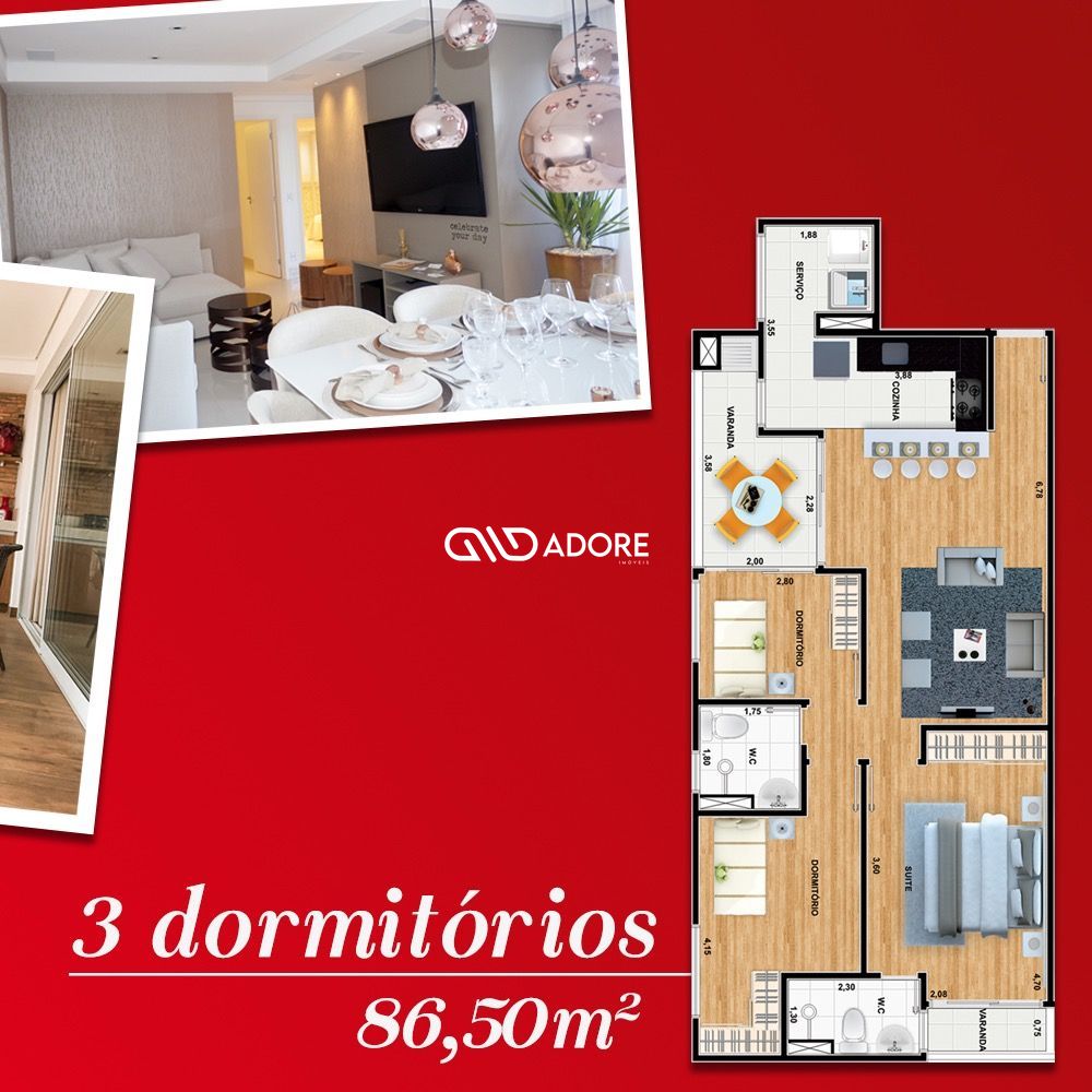 Apartamento à venda com 3 quartos, 85m² - Foto 3