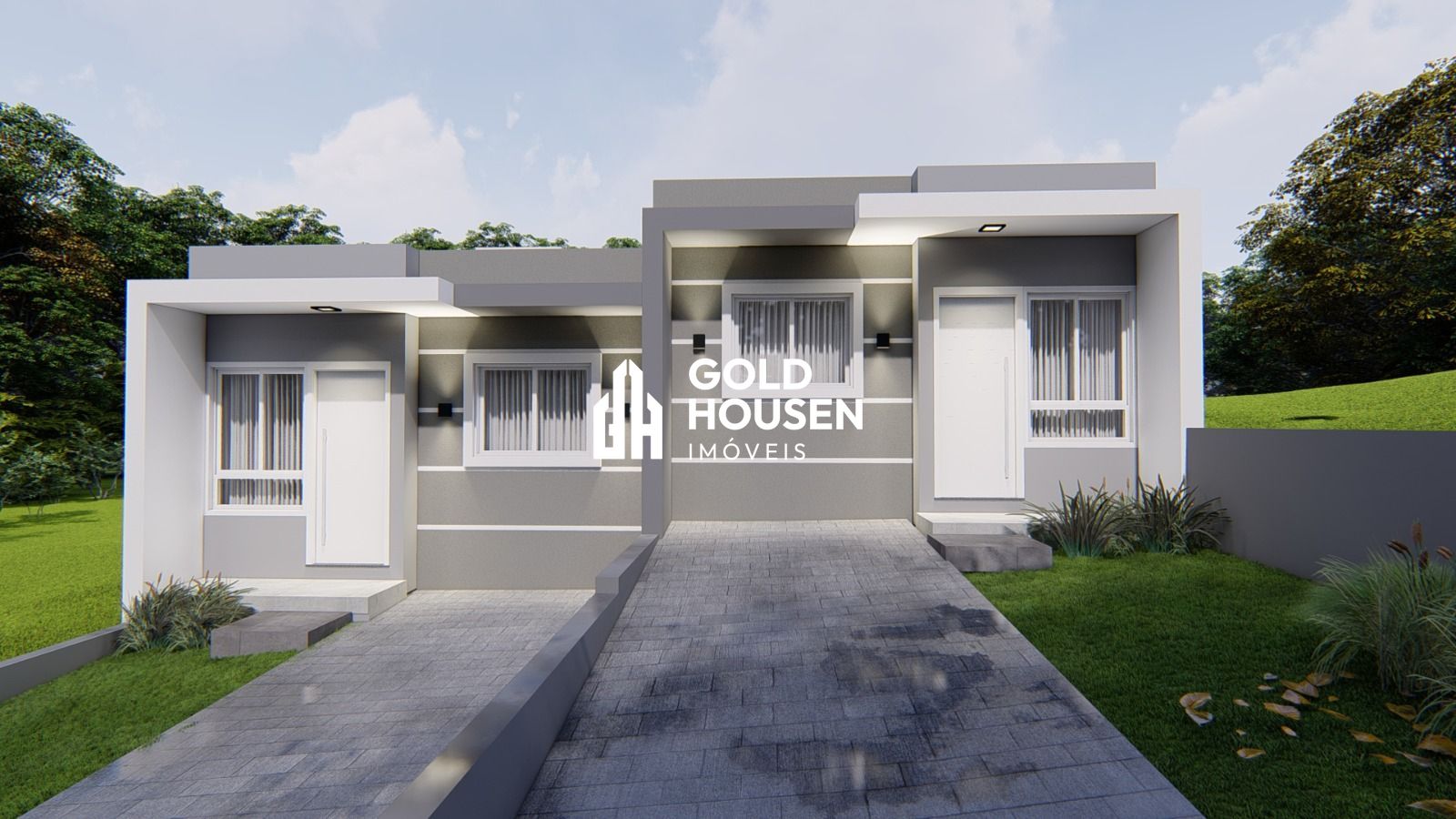 Casa geminada com 2 dormitórios e pátio em Conventos - Lajeado/RS