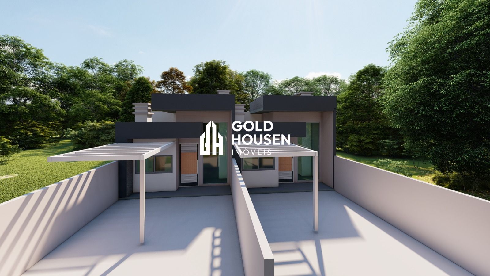 Casa geminada em construção com 3 dormitórios, sendo 1 suíte e pátio murado em São Bento - Lajeado/RS