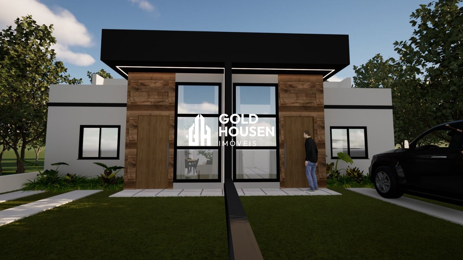 Casa geminada em construção, com 2 dormitórios, sendo 1 suíte e pátio em Conventos - Lajeado/RS
