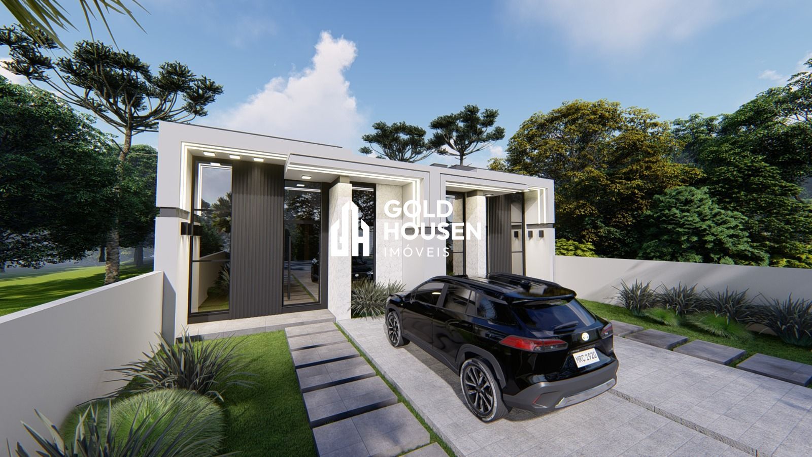 Casa geminada em construção com 3 dormitórios, sendo 3 suítes e pátio murado em Conventos - Lajeado/RS