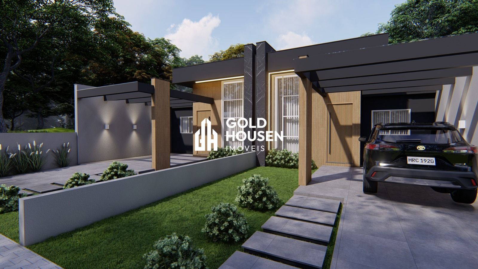 Casa geminada em construção com 2 dormitórios, sendo 1 suíte e pátio murado em Conventos - Lajeado/RS