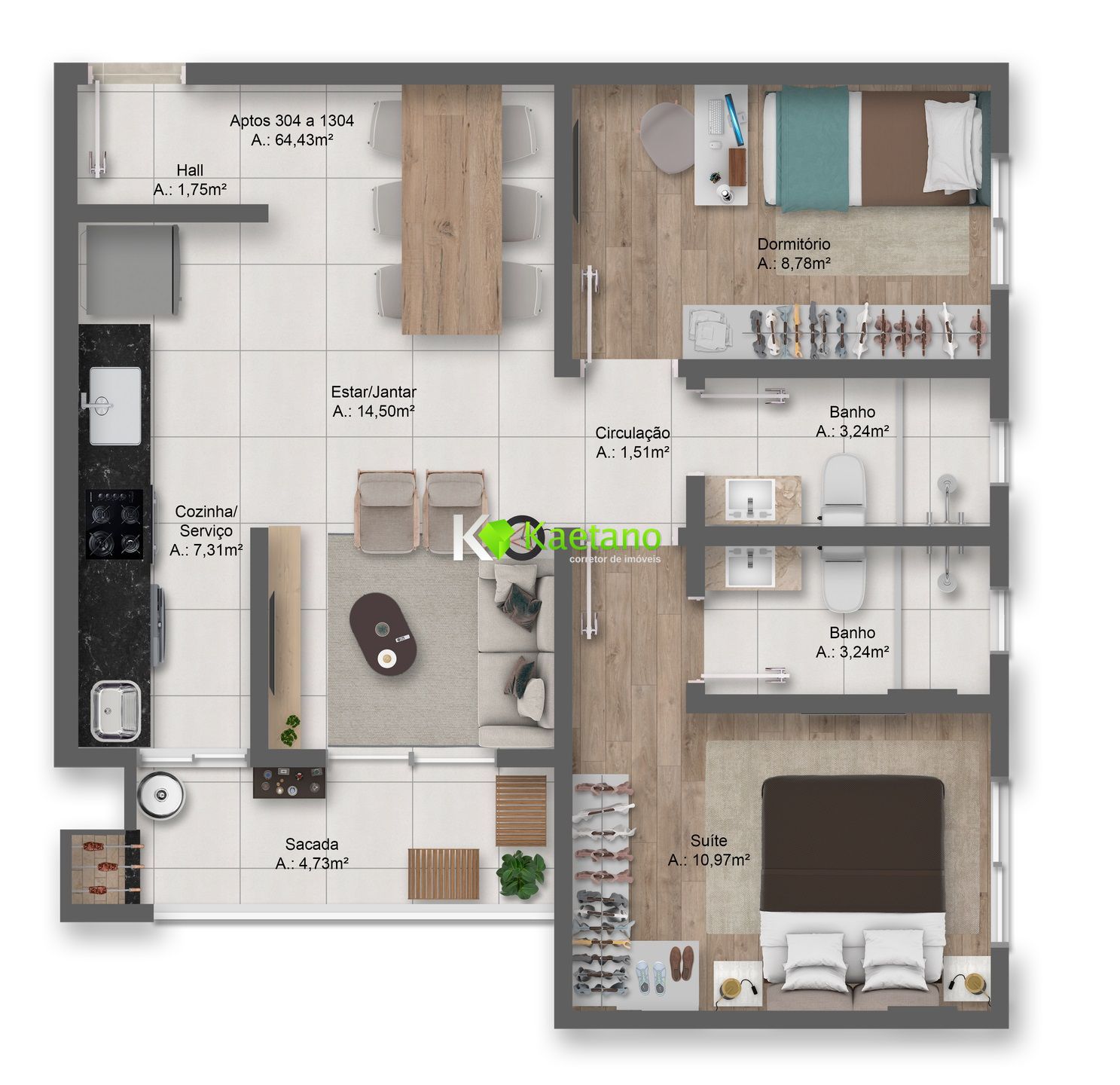 Apartamento à venda com 2 quartos, 64m² - Foto 17