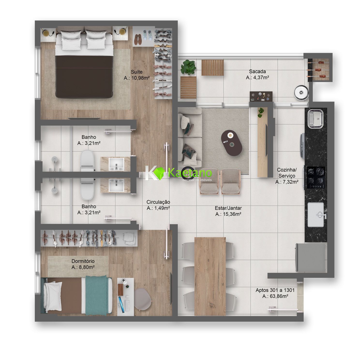 Apartamento à venda com 2 quartos, 63m² - Foto 13