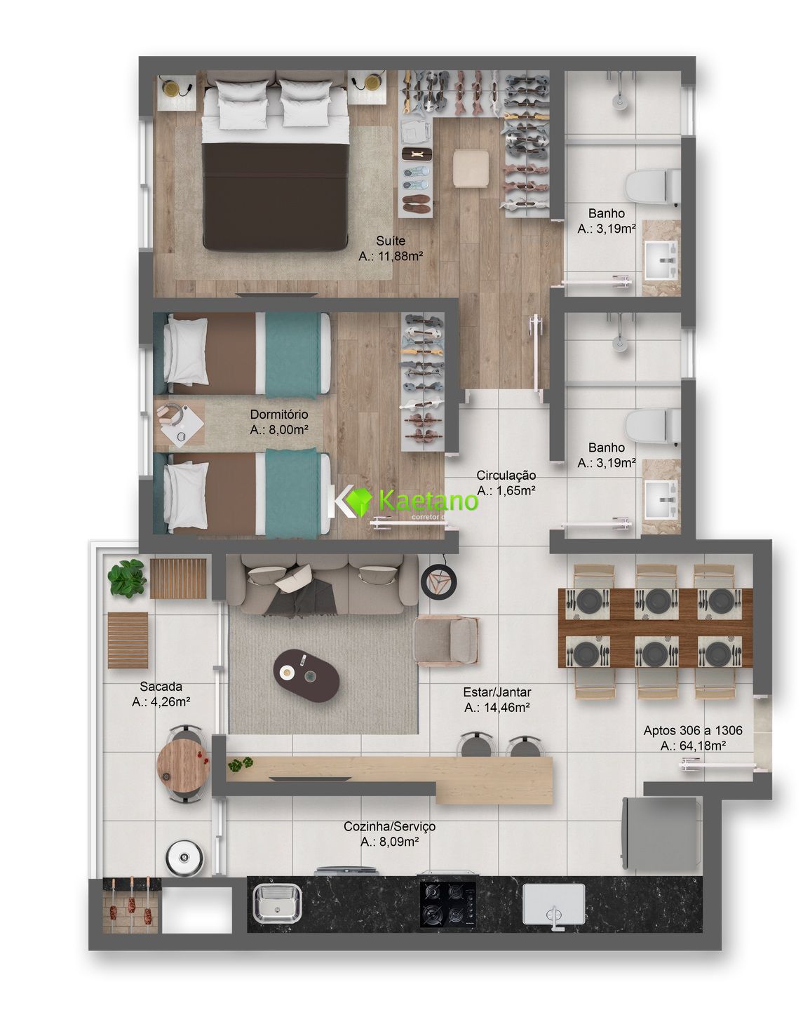 Apartamento à venda com 2 quartos, 63m² - Foto 18