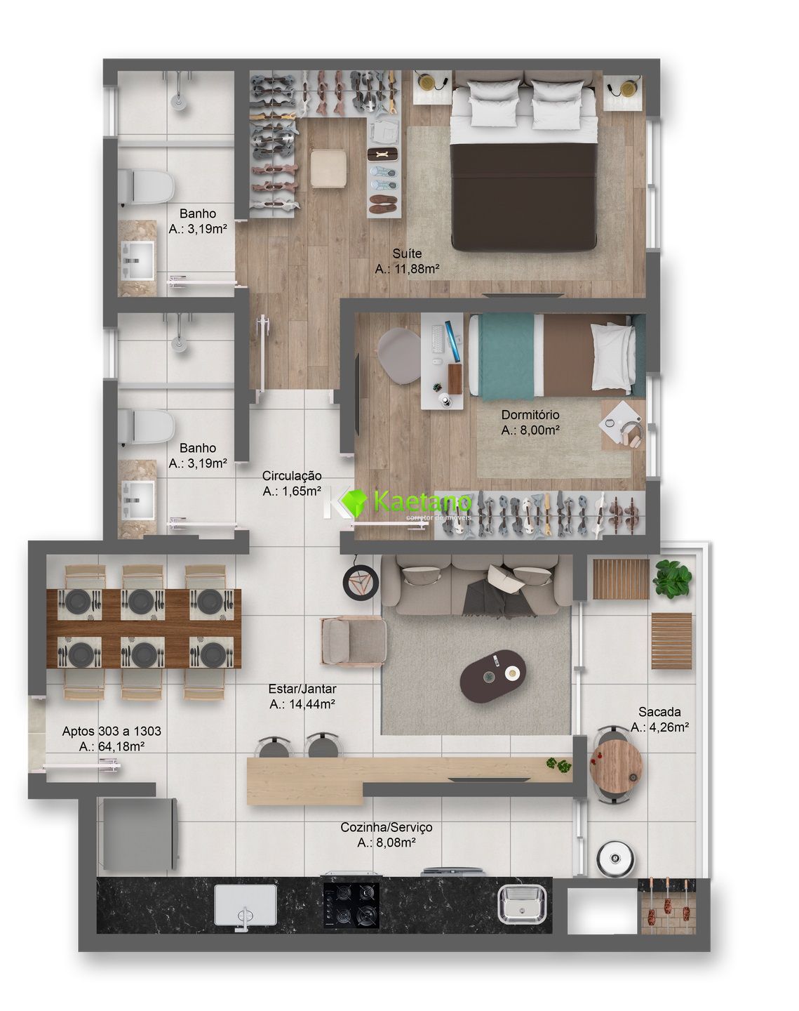 Apartamento à venda com 2 quartos, 64m² - Foto 15