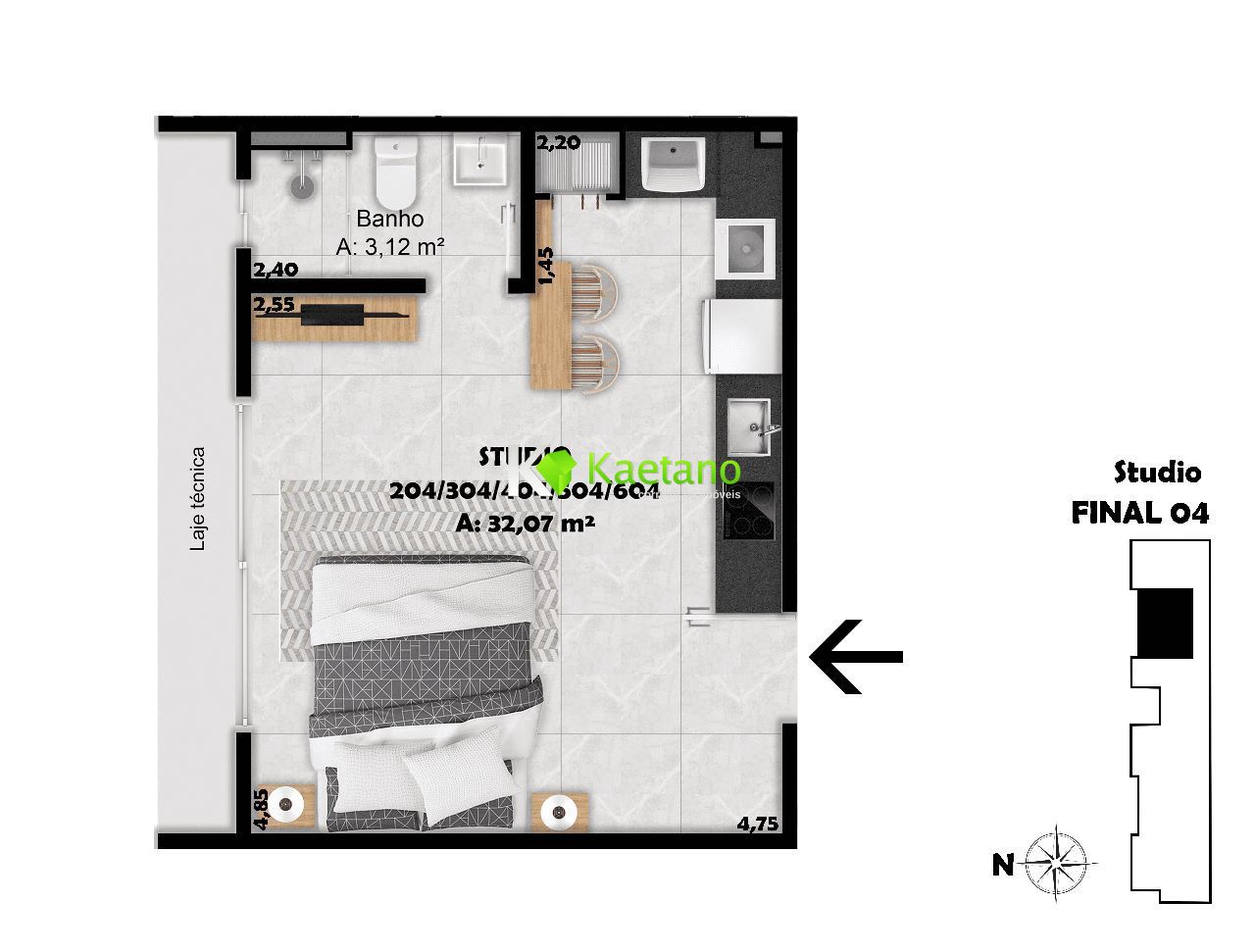 Apartamento à venda com 1 quarto, 27m² - Foto 12