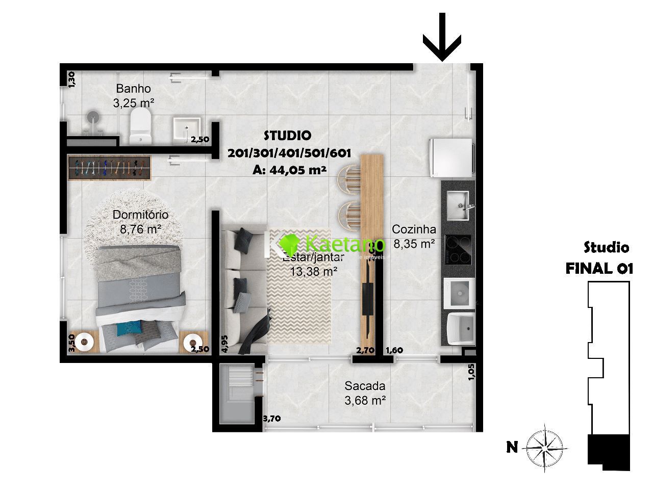 Apartamento à venda com 1 quarto, 27m² - Foto 9