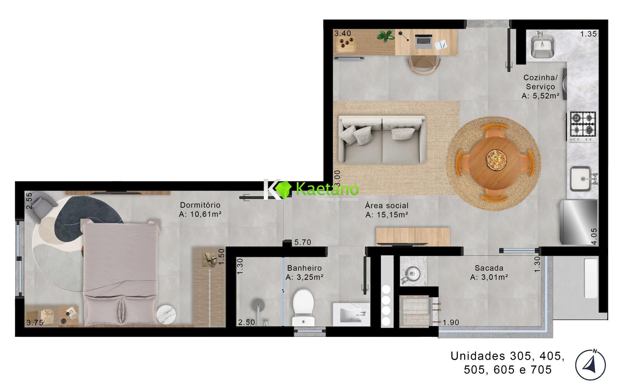 Apartamento à venda com 1 quarto, 44m² - Foto 2