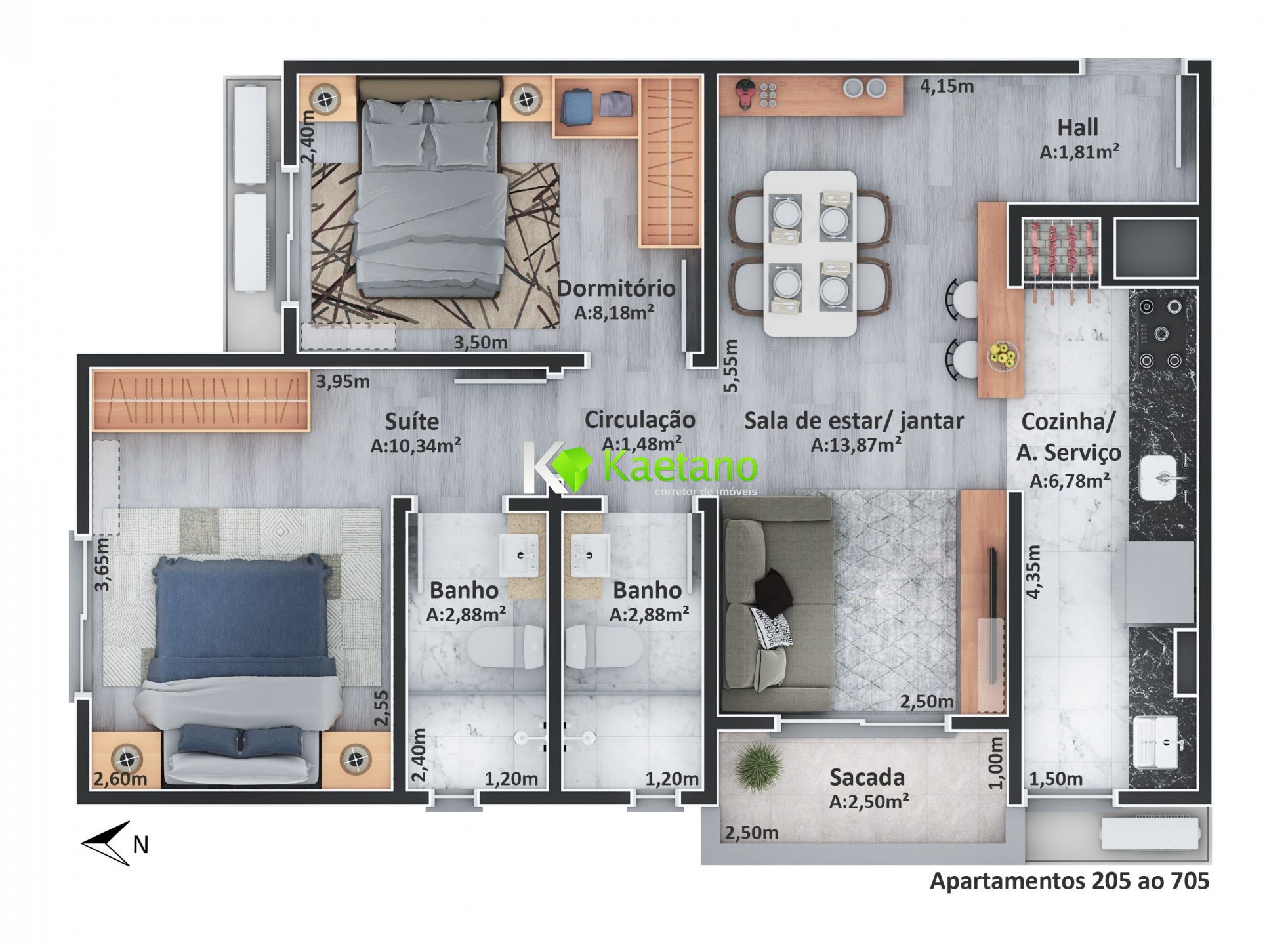 Apartamento à venda com 2 quartos, 60m² - Foto 3