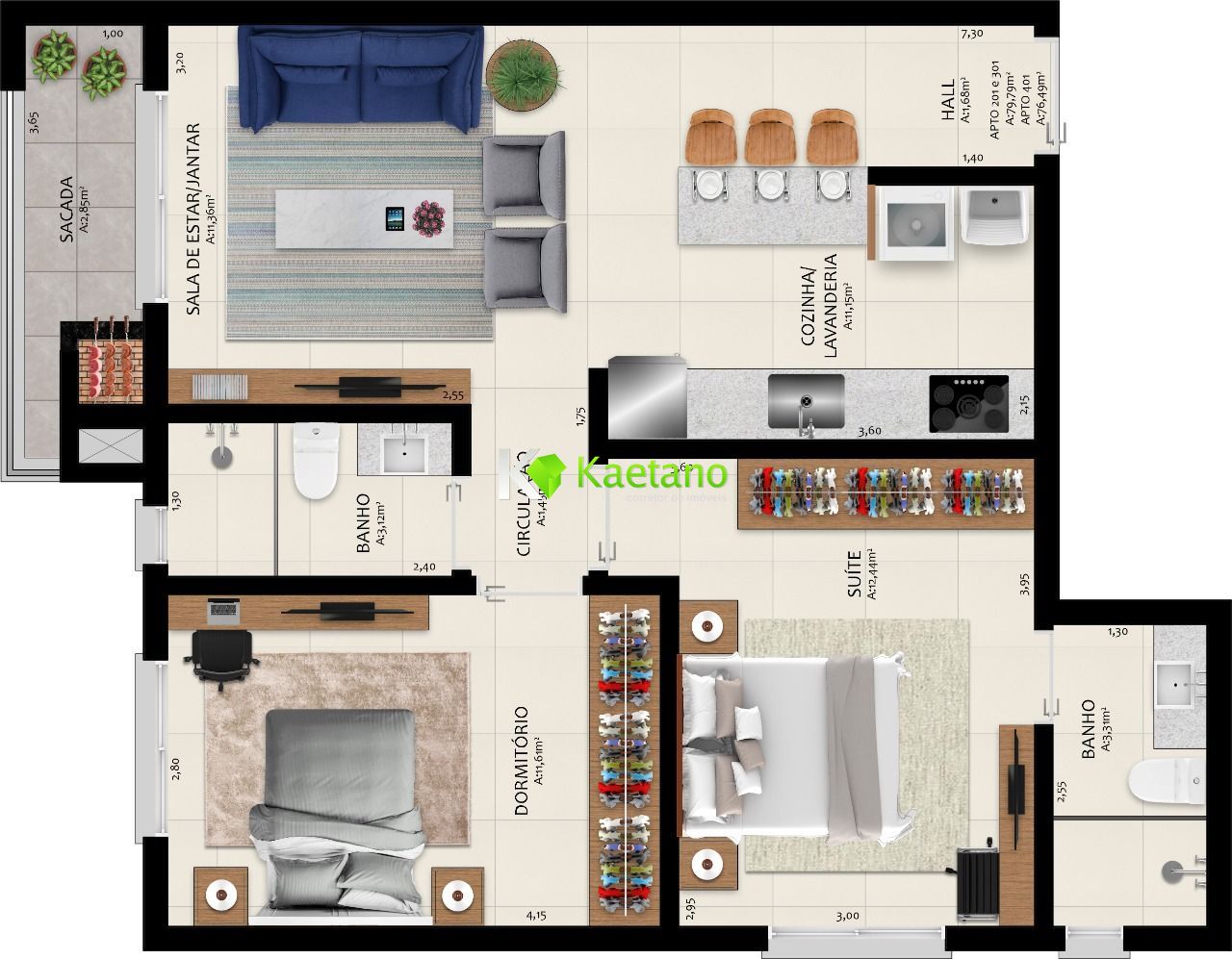 Apartamento à venda com 2 quartos, 67m² - Foto 3