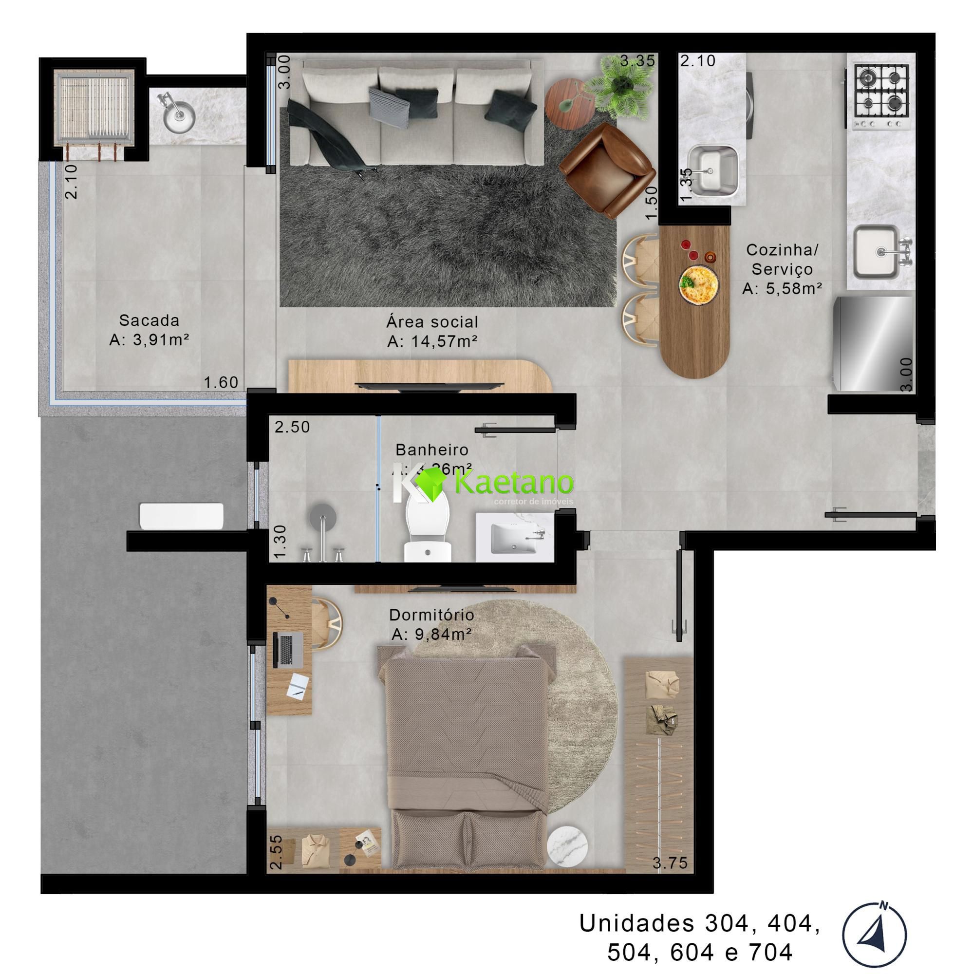 Apartamento à venda com 1 quarto, 43m² - Foto 2