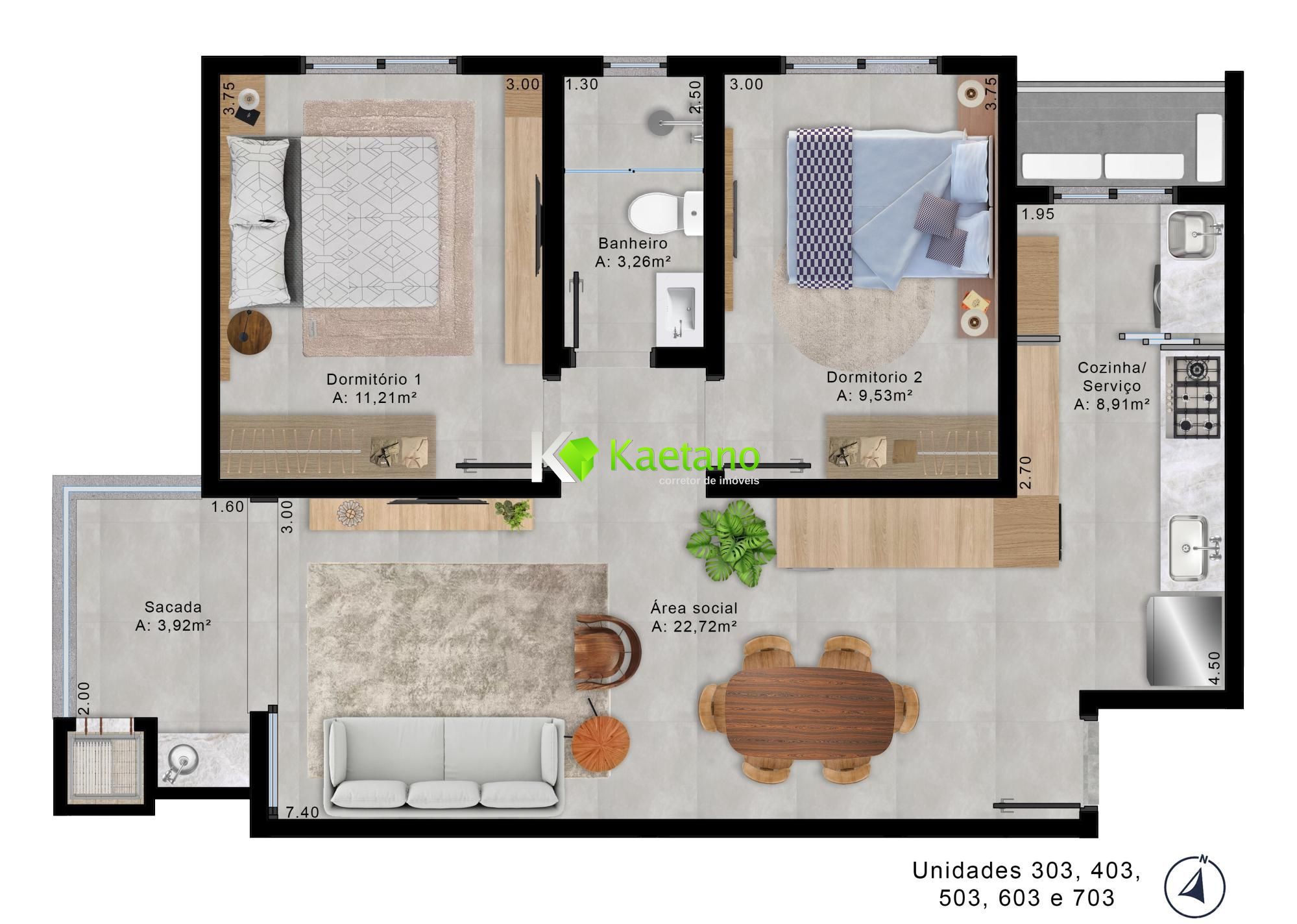 Apartamento à venda com 2 quartos, 68m² - Foto 2