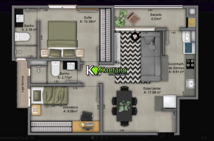 Apartamento à venda com 2 quartos, 62m² - Foto 4