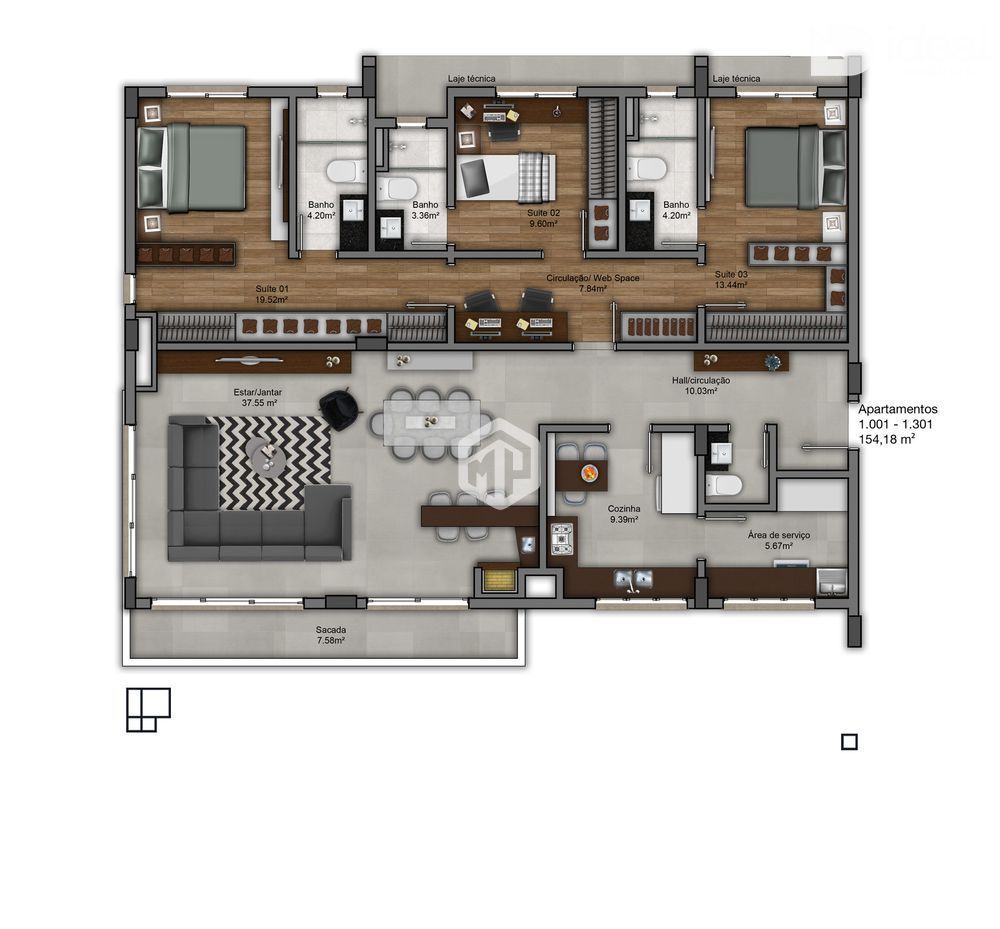 Apartamento de 3 quartos, 154m² no bairro Nossa Senhora de Lourdes, em Santa Maria | Eu Corretor