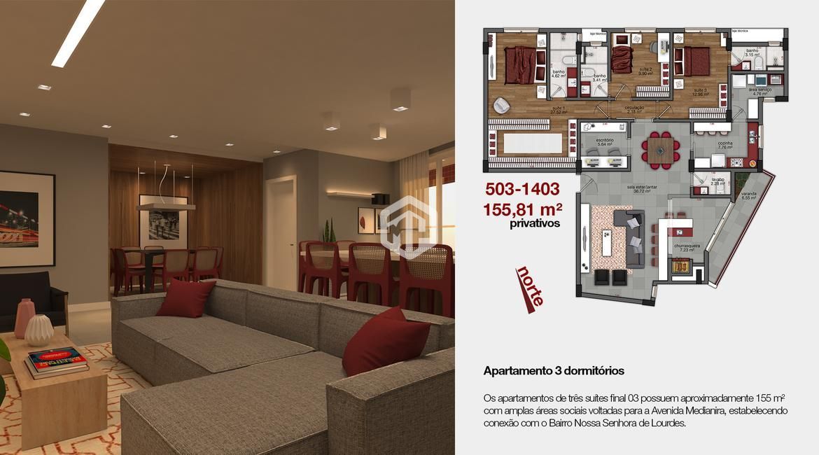 Apartamento de 3 quartos, 155m² no bairro Nossa Senhora Medianeira, em Santa Maria | Eu Corretor