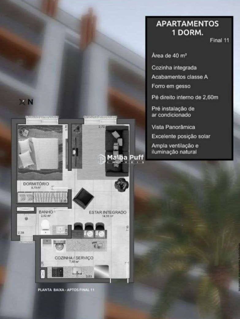 Apartamento de 1 quarto, 42m² no bairro Camobi, em Santa Maria | Eu Corretor