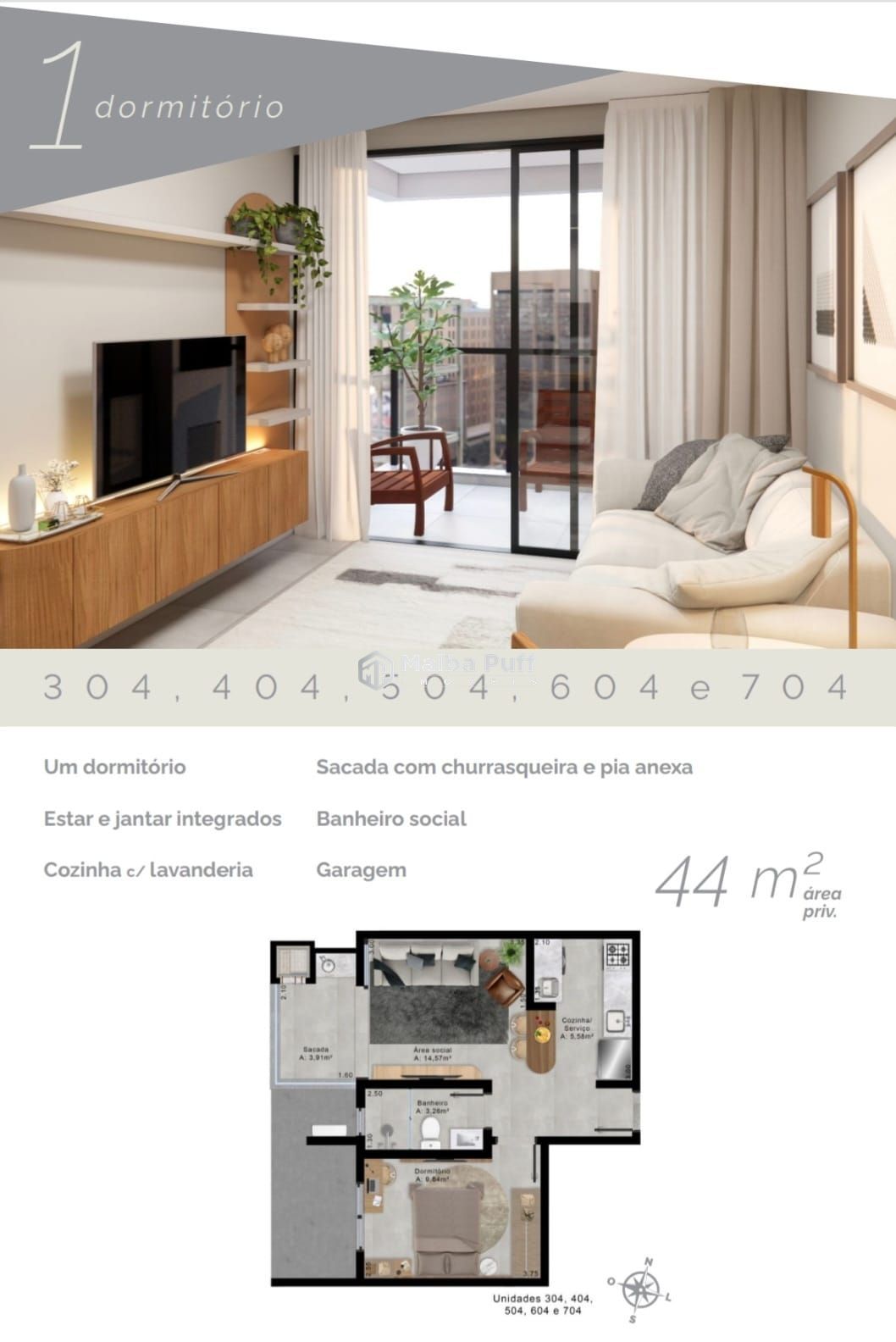 Apartamento, 1 quarto, 43 m² - Foto 3