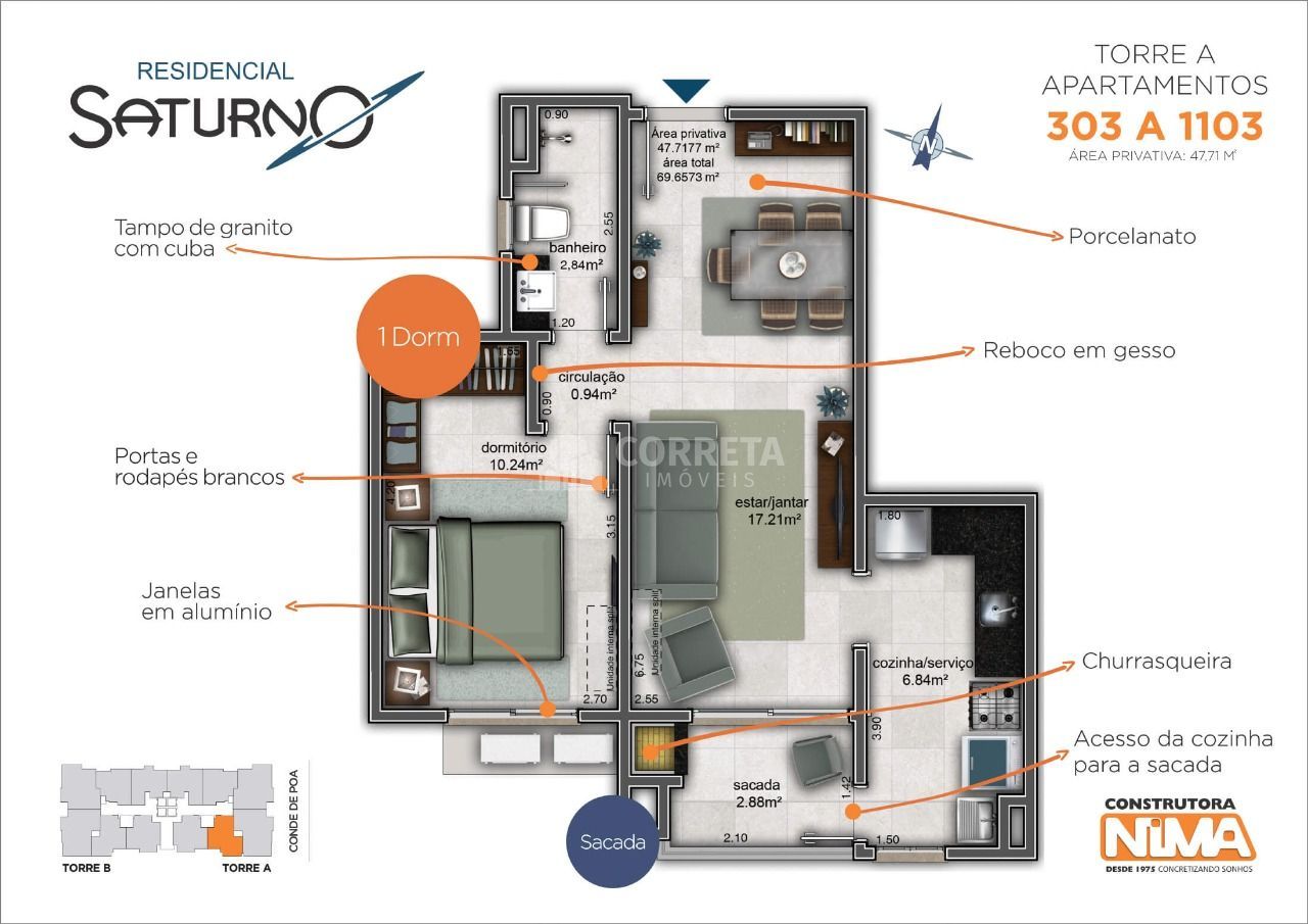 Apartamento à venda com 1 quarto, 48m² - Foto 9