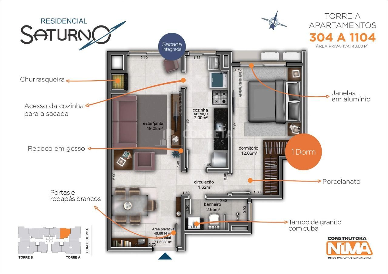 Apartamento, 1 quarto, 48 m² - Foto 3