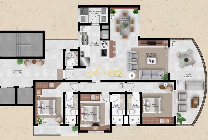Apartamento de 3 quartos, 138m² no bairro Higienópolis, em Santa Cruz do Sul | Eu Corretor