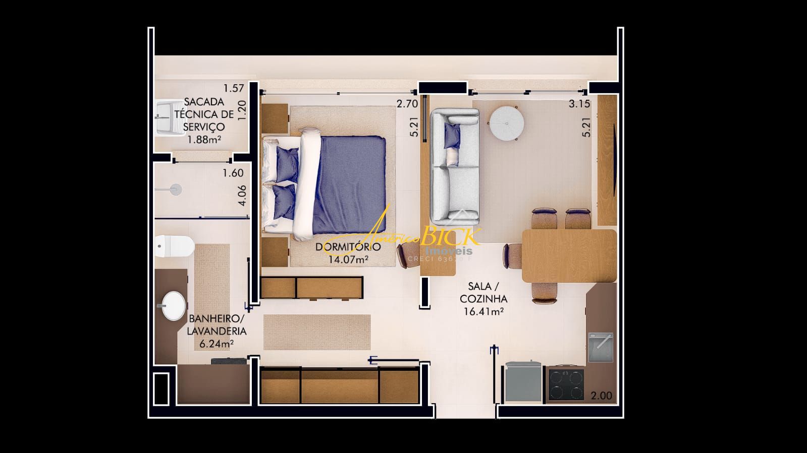 Apartamento à venda com 1 quarto, 57m² - Foto 2