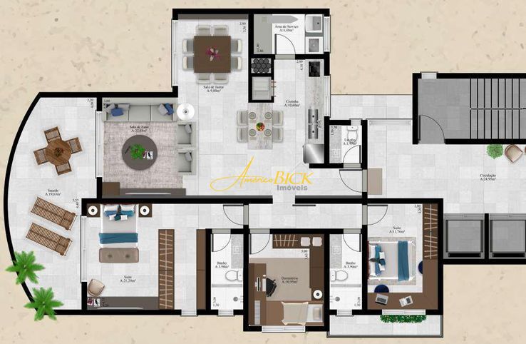 Apartamento à venda com 3 quartos, 138m² - Foto 2