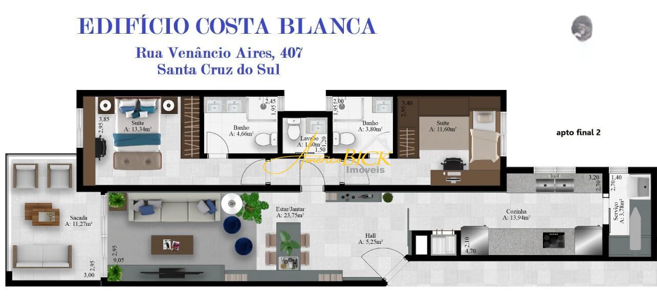 Apartamento de 1 quarto, 47m² no bairro Centro, em Santa Cruz do Sul | Eu Corretor