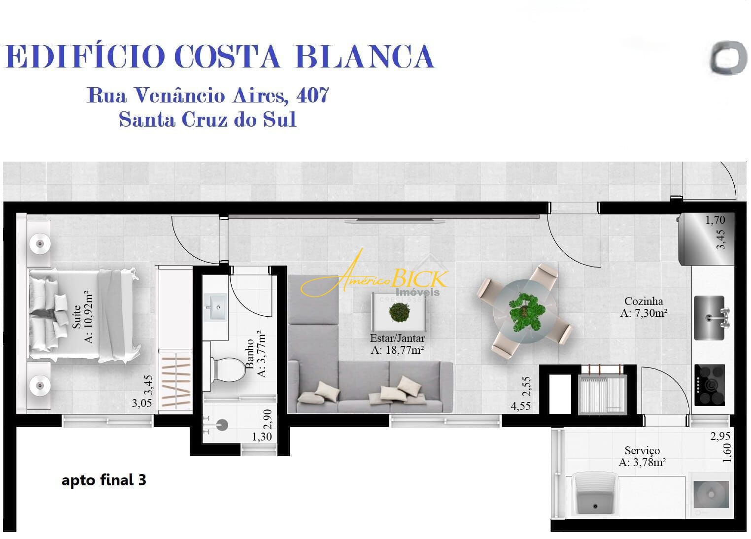 Apartamento de 1 quarto, 47m² no bairro Centro, em Santa Cruz do Sul | Eu Corretor