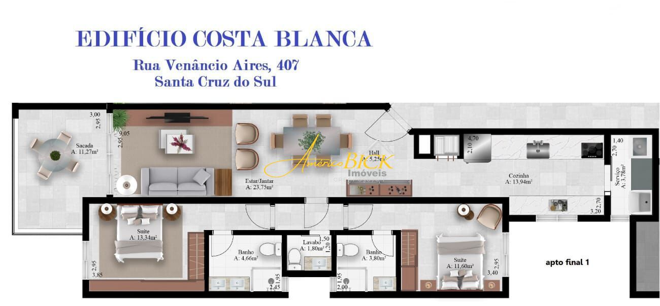 Apartamento de 1 quarto, 47m² no bairro Centro, em Santa Cruz do Sul | Eu Corretor
