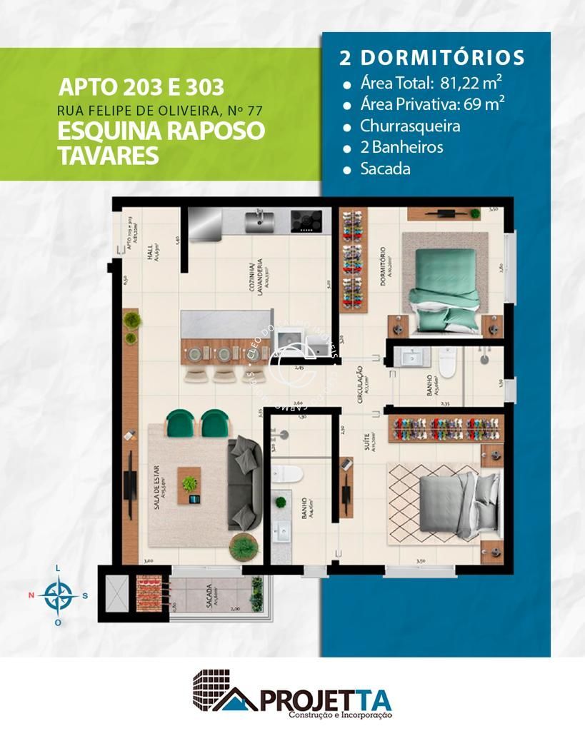 Apartamento à venda com 2 quartos, 69m² - Foto 2