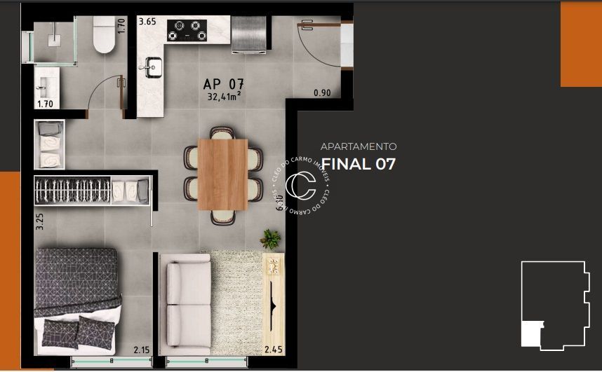 Apartamento, 1 quarto, 32 m² - Foto 3