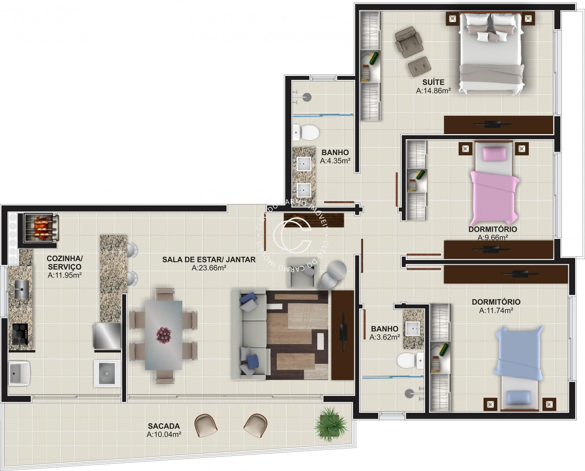 Apartamento à venda com 3 quartos, 108m² - Foto 2