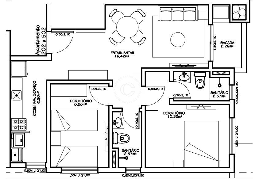 Apartamento à venda com 2 quartos, 60m² - Foto 9