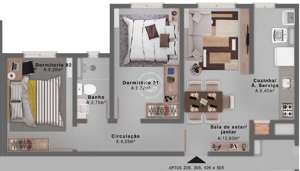 Apartamento à venda com 2 quartos, 51m² - Foto 2