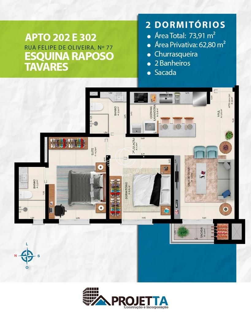 Apartamento, 2 quartos, 62 m² - Foto 2