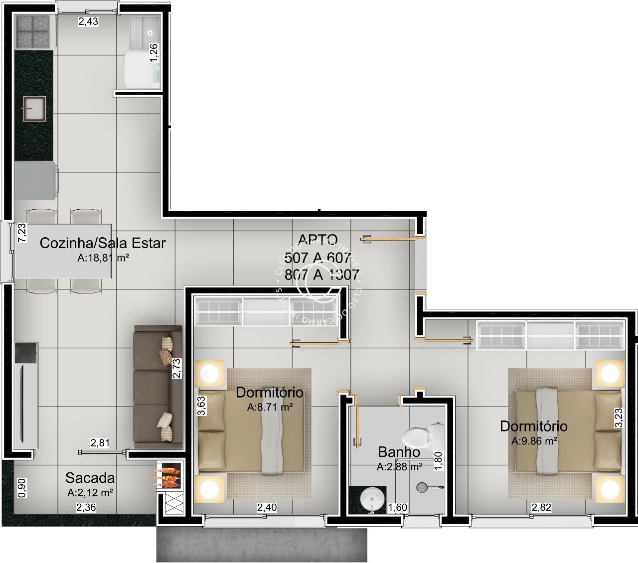 Apartamento à venda com 1 quarto, 60m² - Foto 2