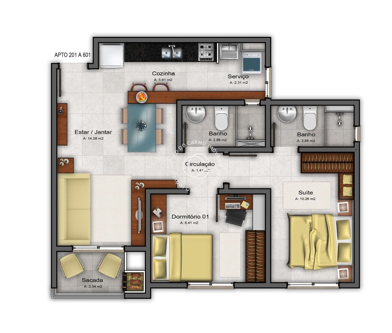 Apartamento à venda com 2 quartos, 56m² - Foto 2