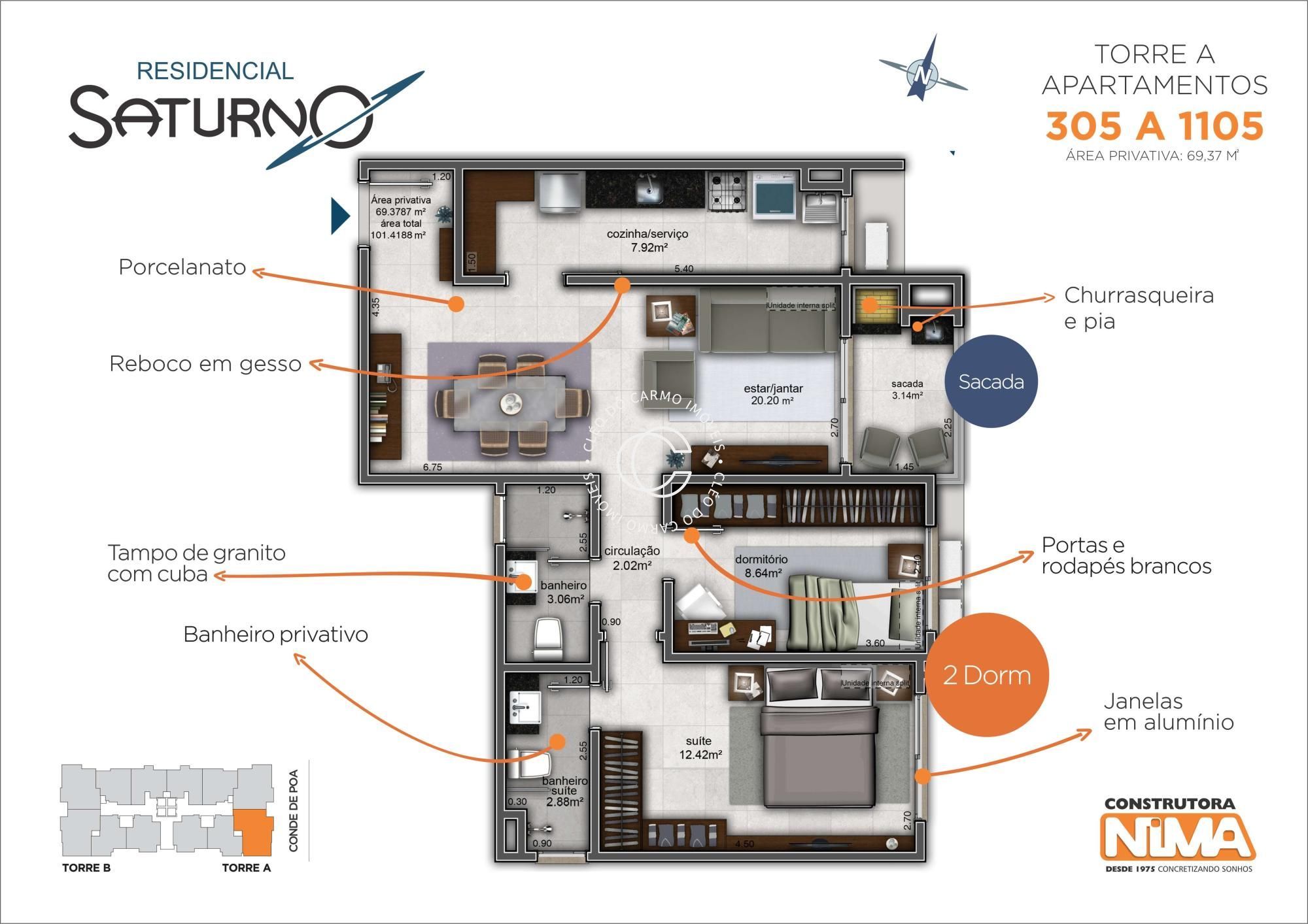 Apartamento à venda com 2 quartos, 69m² - Foto 10