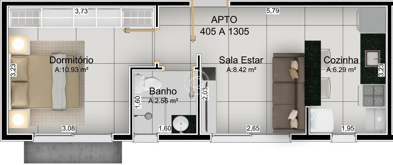 Apartamento à venda com 1 quarto, 37m² - Foto 2