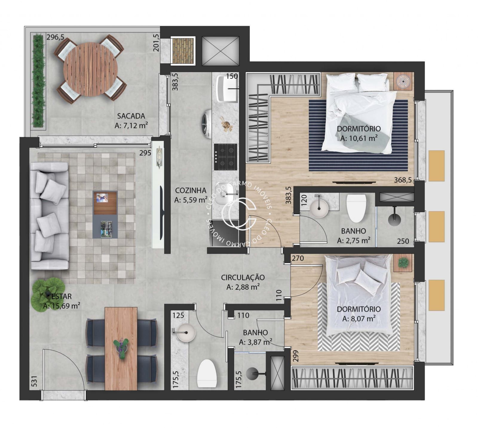 Apartamento à venda com 2 quartos, 66m² - Foto 2