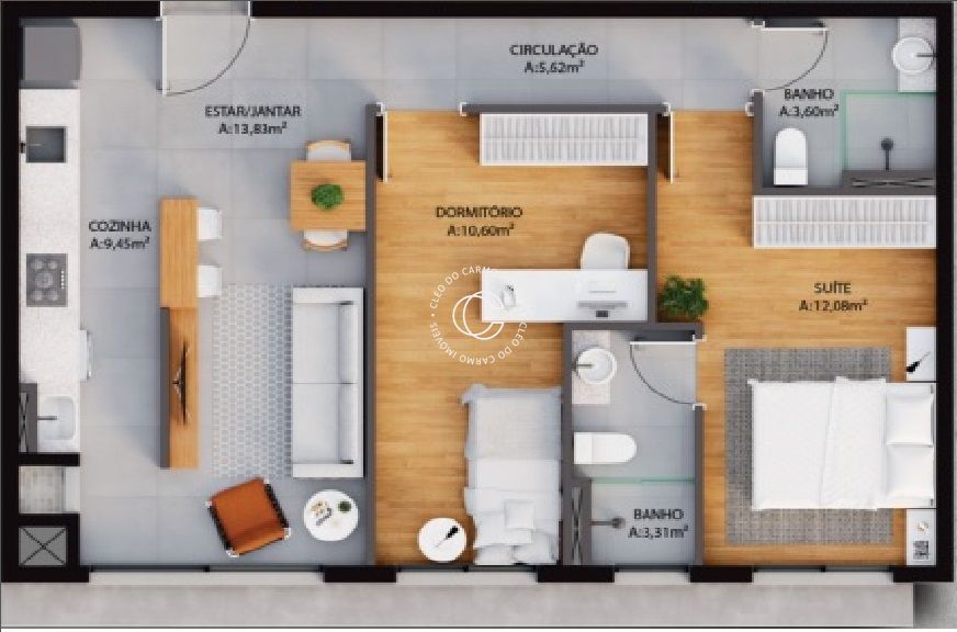 Apartamento à venda com 2 quartos, 66m² - Foto 3