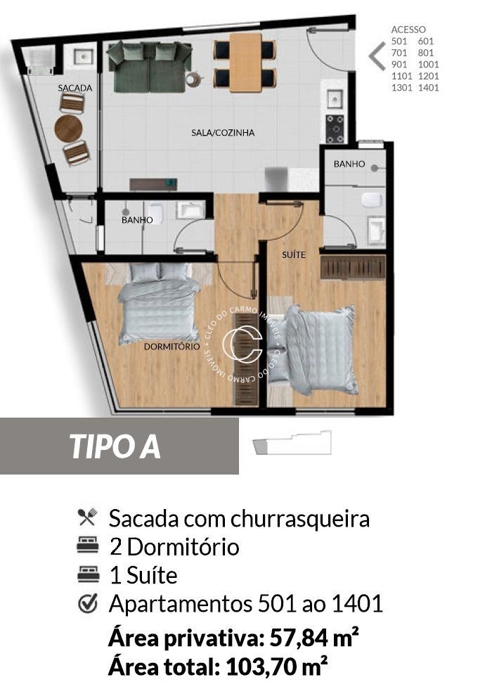 Apartamento à venda com 2 quartos, 57m² - Foto 3