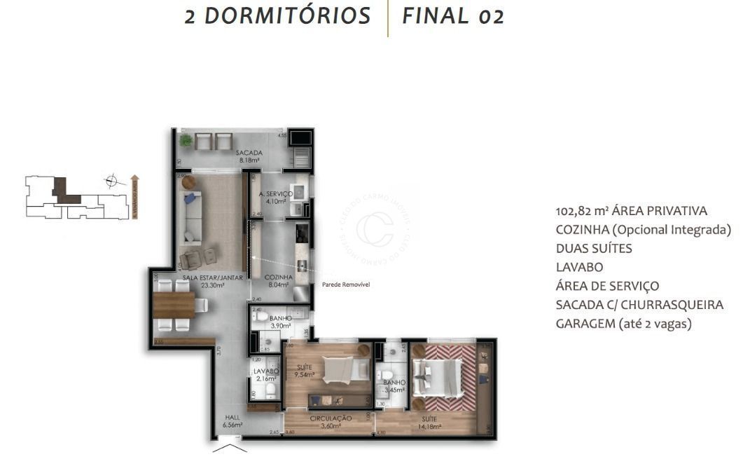 Apartamento à venda com 2 quartos, 116m² - Foto 2